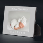 Elegant Grey Script Baptism Photo Plaque<br><div class="desc">Personalised Elegant Grey Script Baptism Photo Plaque Display.</div>