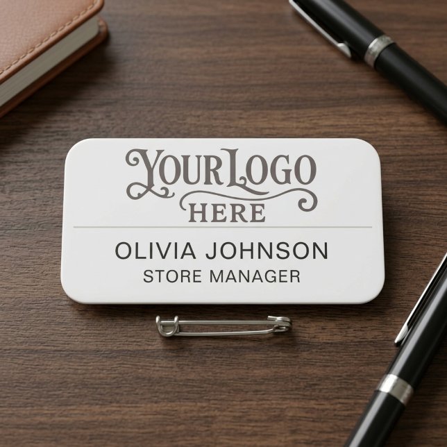 Elegant Grey Script Logo Business Name Tag (Creator Uploaded)