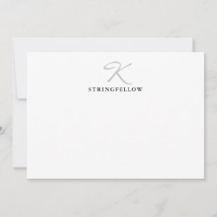 Elegant Grey Script Monogram Note Card