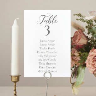 Elegant Grey Script Wedding Seating Chart Cards