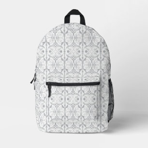 Elegant Grey Scroll Pattern Backpack