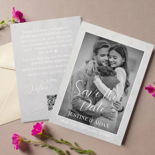 Elegant Grey Shade with Photo Wedding Save The Date