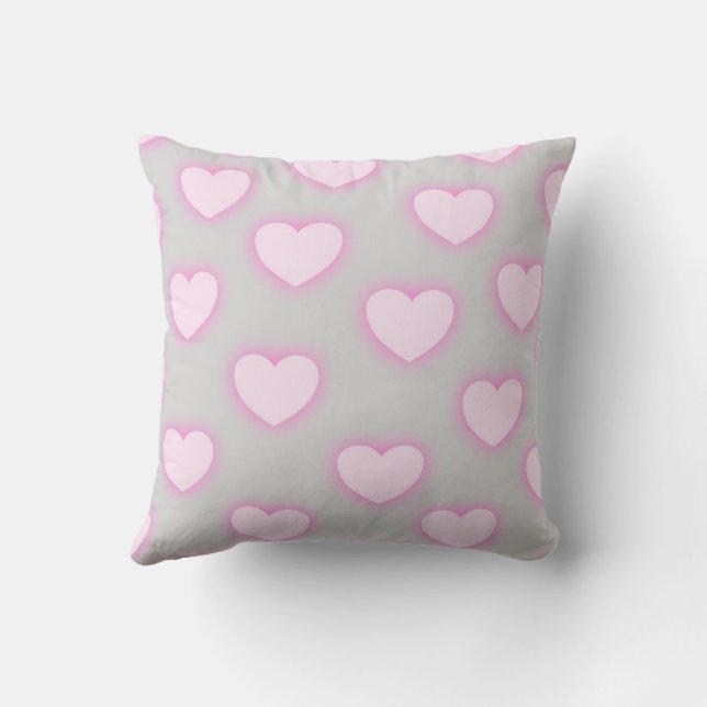 Elegant Grey Shine Modern Romantic Chic Heart  Cushion (Back)