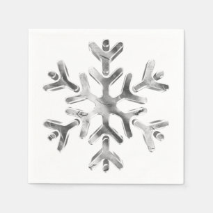 Elegant Grey Silver Snowflake Winter Party Napkins