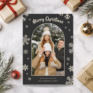 Elegant Grey Snowflake Christmas Photo Card