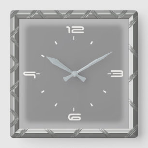 Elegant grey square wall clock