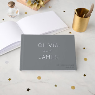 Elegant Grey Star Confetti Guest Book