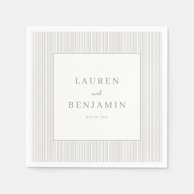 Elegant Grey Stripes Napkin (Front)