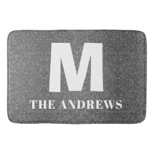 Elegant grey Tan Custom Monogram Initial  Doormat Bath Mat