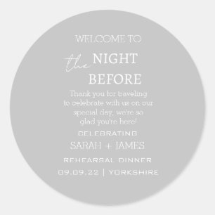 Elegant  Grey the Night Before Wedding Thank You Classic Round Sticker