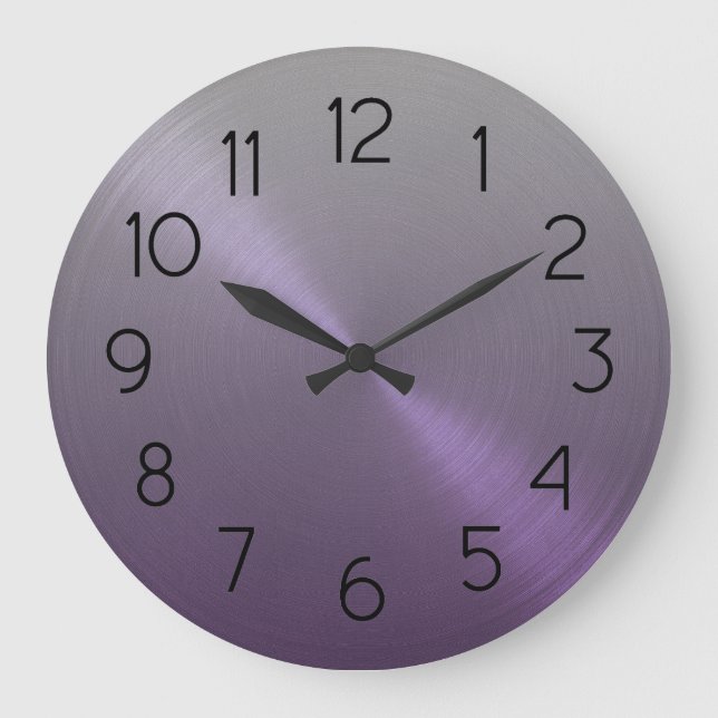 Elegant Grey to Purple Ombre Gradient Large Clock (Front)