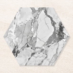 Elegant Grey "Twilight Marble Fantasy" Marble Text Paper Coaster