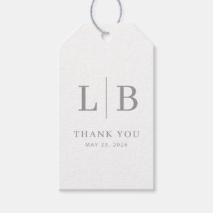 Elegant Grey Typographic Thank You Gift Tags