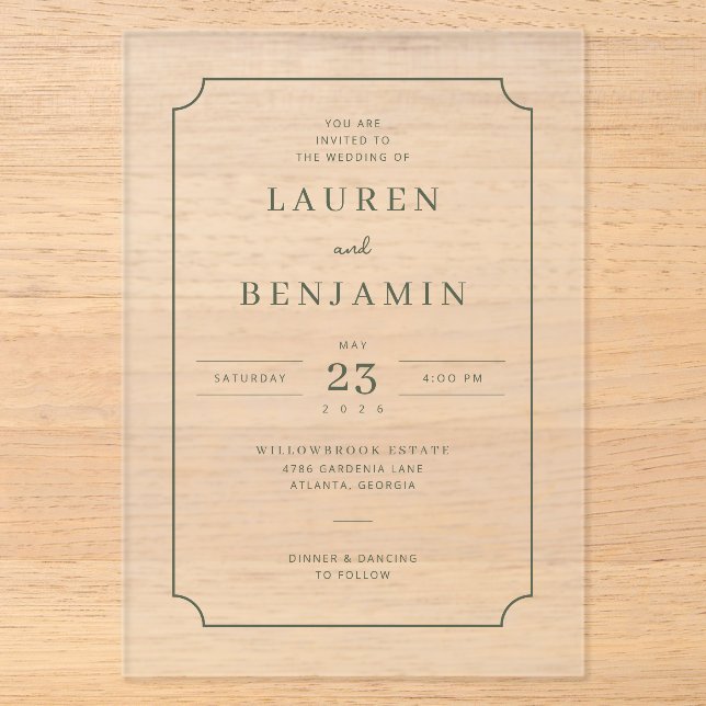 Elegant Grey Vintage Wedding Invitation (Front)