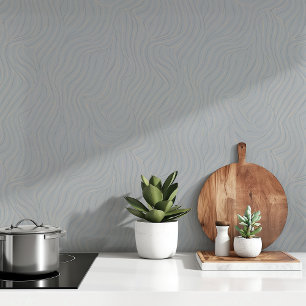 Elegant Grey Wallpaper Abstract Waves Peel & Stick