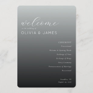 Elegant Grey Wedding Ceremony Schedule Programme