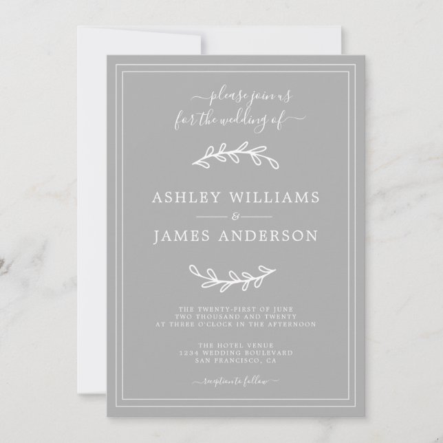 Elegant Grey Wedding invitation (Front)