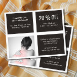 Elegant Grey White Black Photo Massage Therapist  Flyer<br><div class="desc">Elegant flyer,  coupon design template with a professional studio photo. Perfect marketing tool for your customers. This flyer is fully customizable,  you can add your personal details to it easily. If you need any help to customize it,  please contact us. 
You can match this product with business cards.</div>