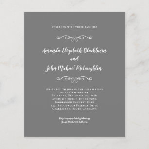 Elegant Grey White Budget Wedding Invitation