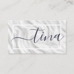 Elegant Grey White Calligraphy Name Signature Chic Business Card