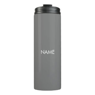 Elegant grey white custom name text monogram thermal tumbler