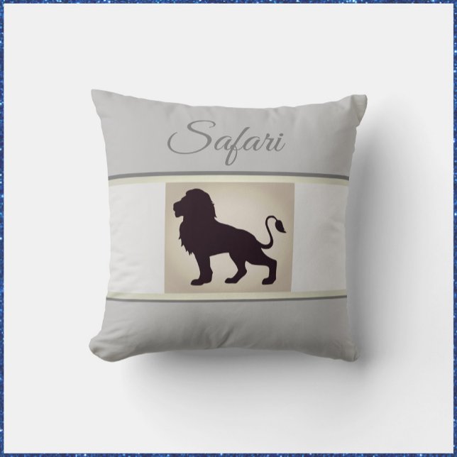 Elegant Grey & White Lion Safari Throw Pillow (Creator Uploaded)