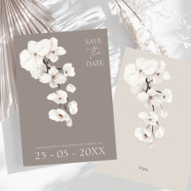 Elegant Grey White Orchid Modern Wedding