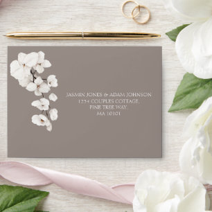 Elegant Grey White Orchid Wedding Envelope