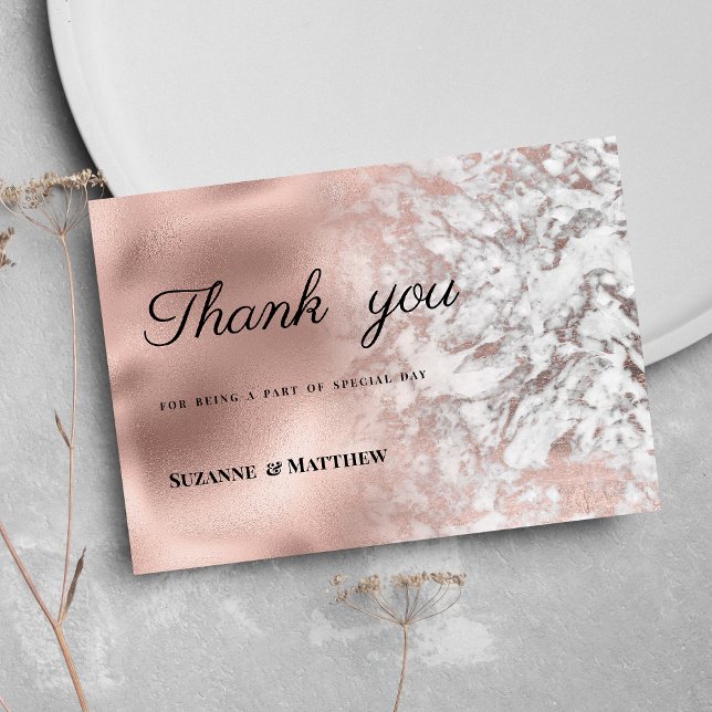 Elegant grey white rose gold marble Thank You Invitation (Elegant gray white rose gold marble Thank You )