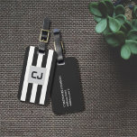 Elegant Grey White Stripes Monogram Luggage Tag<br><div class="desc">Simple elegant customisable luggage tag design with dark grey / white stripes and your monogram.</div>