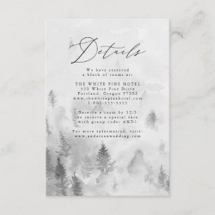Elegant Grey Winter Forest Wedding Details Enclosure Card