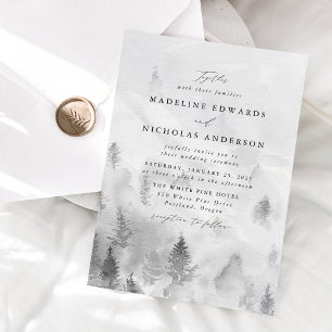 Elegant Grey Winter Forest Wedding Invitation