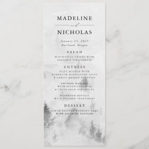 Elegant Grey Winter Forest Wedding Menu