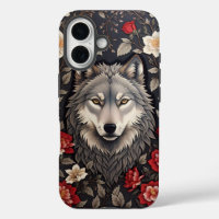 Elegant Grey Wolf Floral