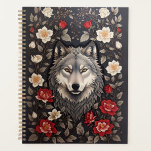 Elegant Grey Wolf Floral Planner