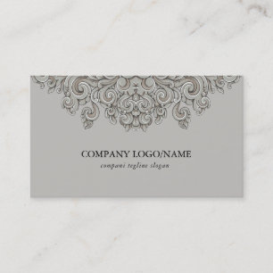 Elegant grey wood ornament business card