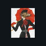 Elegant Greyhound and Red Umbrella Canvas Print<br><div class="desc">Pets</div>
