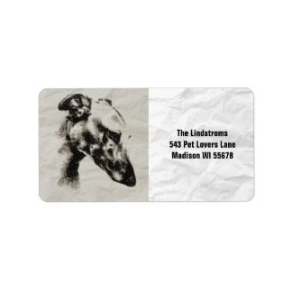 Elegant Greyhound Portrait in Sepia Label