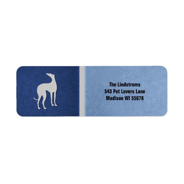 Elegant Greyhound Silhouette in Blue Custom (Front)