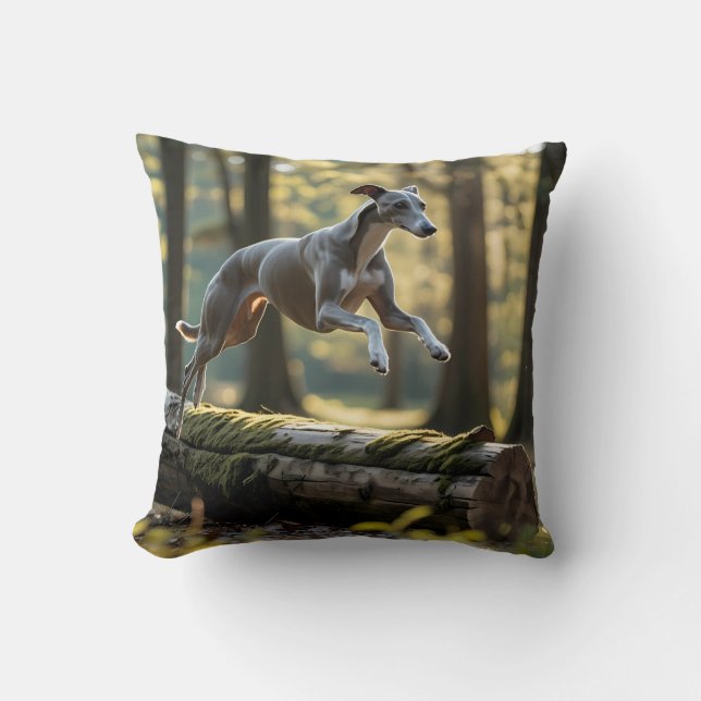 Elegant Greyhound Throw Pillow (Front)