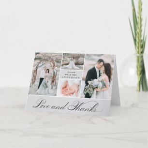 Elegant Grid 4 Photo Wedding Thank You Card