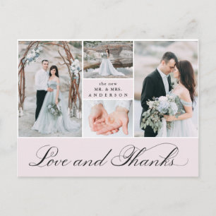 Elegant Grid 4 Photo Wedding Thank You Postcard