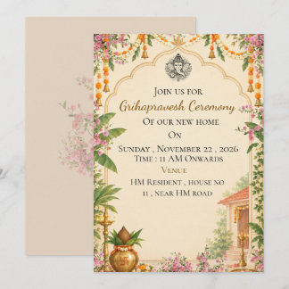 Elegant Grihapravesh Ceremony Invitation