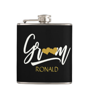 Elegant Groom Black and Gold Wedding Flask