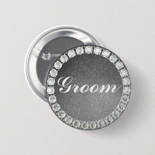 Elegant Groom silver glitter 6 Cm Round Badge