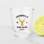 Elegant Groomsmen Gift Deer Head Vintage Monogram Shot Glass<br><div class="desc">Celebrate your special day with this exquisite Victorian-inspired Groomsmen Gifts, the perfect blend of classic elegance and contemporary flair. These meticulously designed merchandises are a customised and personalised gift that adds a touch of sophistication to weddings, bachelor parties, engagement parties, and beyond. Each product can be personalised with your groomsmen's...</div>