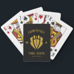 Elegant Groomsmen Gift Tuxedo Custom Monogram Playing Cards<br><div class="desc">Celebrate your special day with this exquisite modern era-inspired Playing Card Groomsmen Gifts, the perfect blend of classic elegance and contemporary flair. These meticulously designed playing cards are more than just a deck; they are a customised, personalised gift that adds a touch of sophistication to weddings, bachelor parties, engagement parties,...</div>
