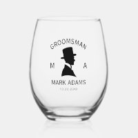 Elegant Groomsmen Man Hat Suit Vintage Monogram