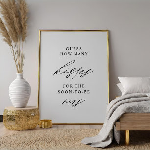 Elegant Guess How Many Kisses Bridal Shower Game  Poster