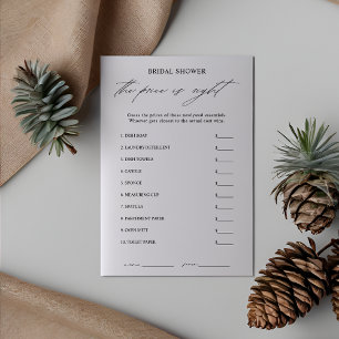 Elegant Guess the Right Price Bridal Shower Game Invitation